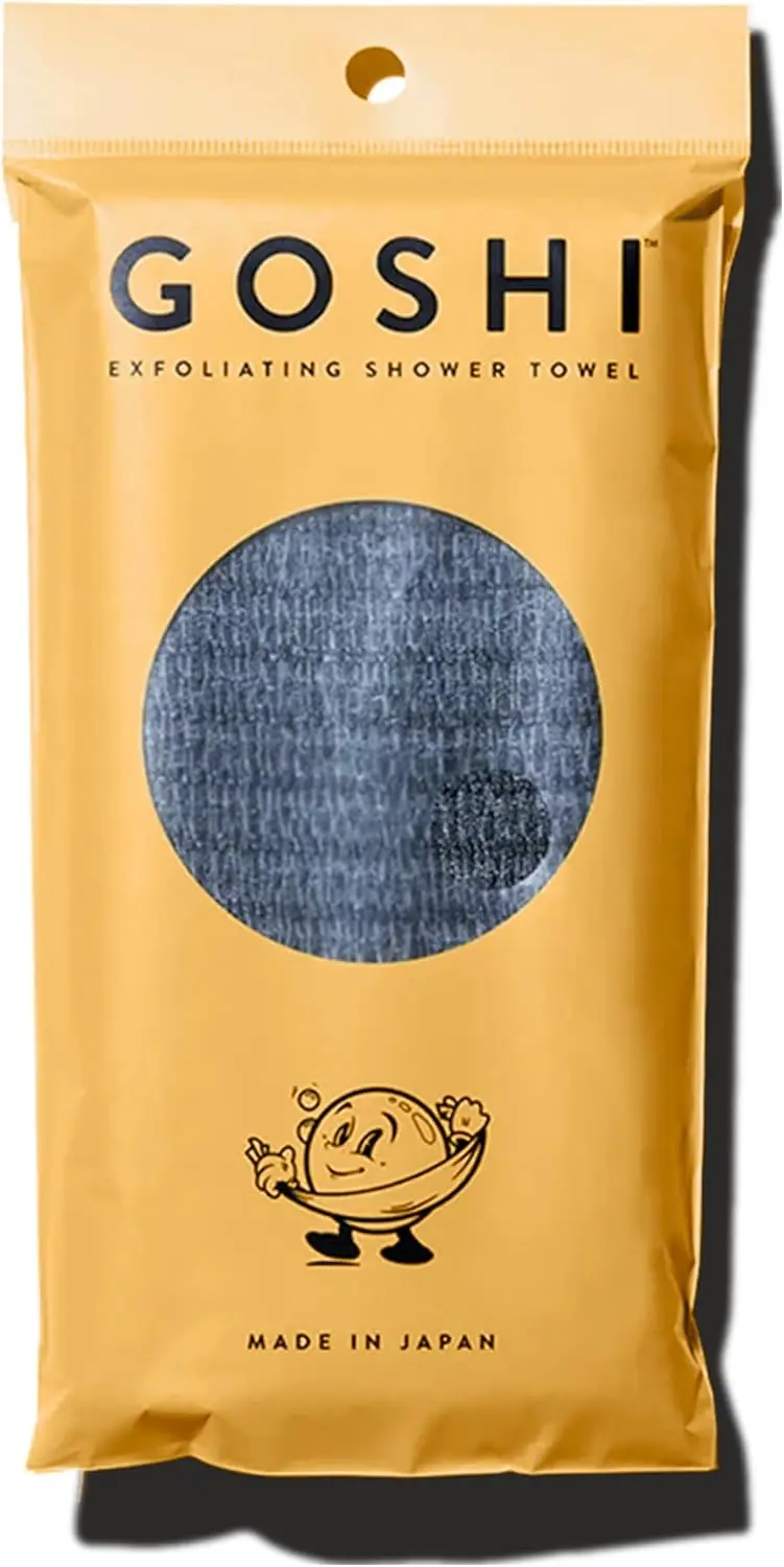 

Exfoliating Shower Towel - Long Body Scrubber for Back Acne, KP & Smooth Skin - Durable Quick-Dry Nylon - Made in Japan - Grey