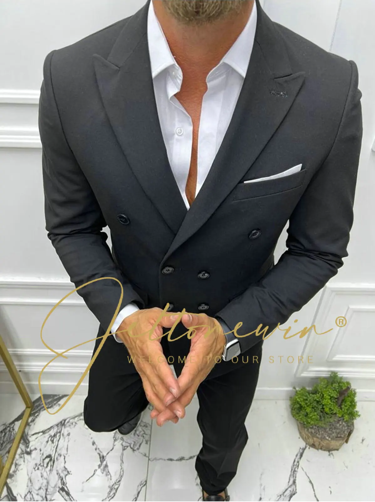 

Blazers 2022 Men Slim Fit Business Blazers Jacket Formal Office Casual Slim Fit Blazer Formal Suit Jacket Double Breasted