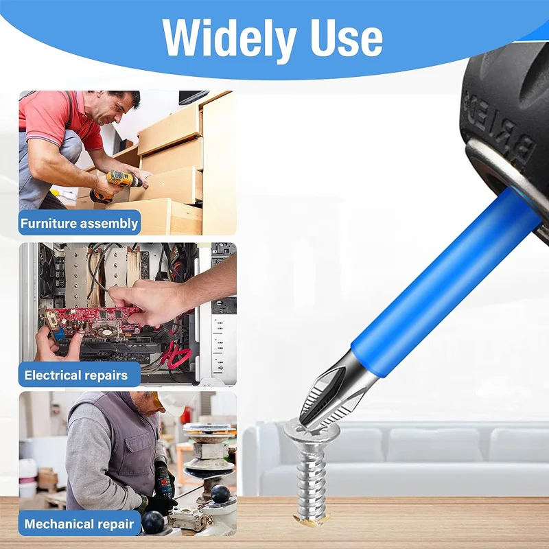 Magnetic Anti-Slip Screwdriver Bits 1/4" Hex Shank PH2 Phillips Screw Bits 25-150mm for Electric Drill Bit Set Repair Tool Kit