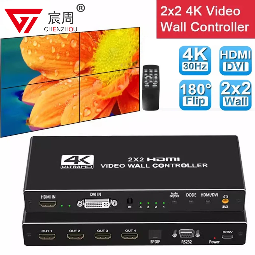 Kontroler ściany wideo 4K HDMI 2x2 HDMI DVI Procesor ściany wideo 1X2 1X4 1X3 2X1 3x1 4X1 łącznik procesora z ekranem wideo