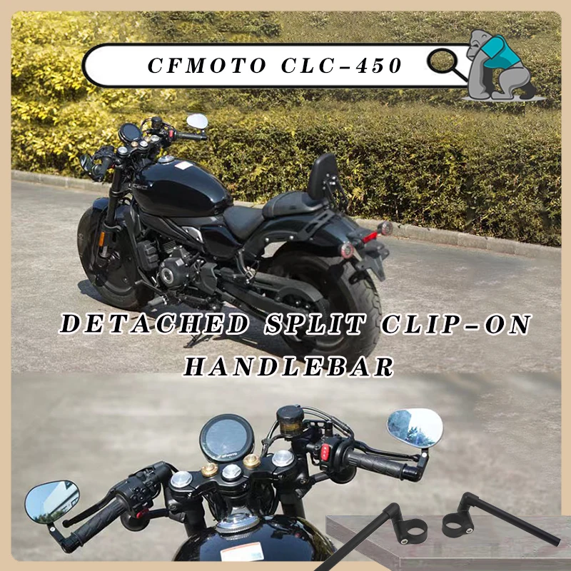 Adjustable CNC Aluminum Detached Split Clip-on Handlebar Mirror and Upper Yoke Customized For CFMOTO CLC450