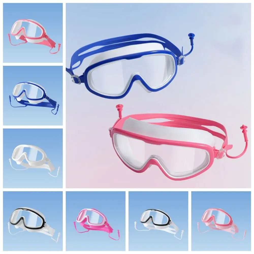 Diving Big Frame Swimming Goggles Anti Fog With Earplugs Swimming Eyewear Anti-UV Silicone Diving Eyewear Swimming Pool