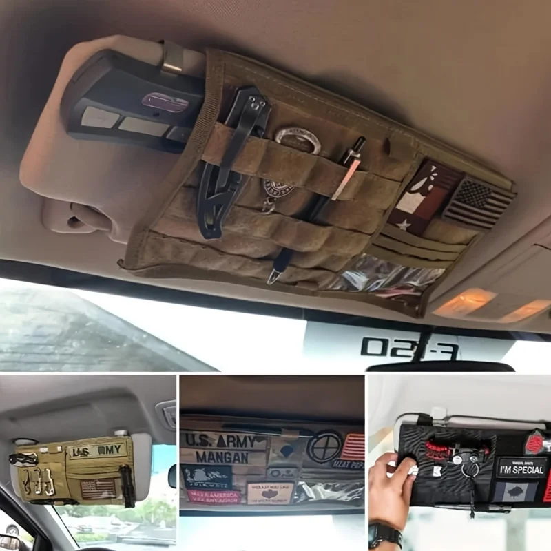 

Space-Saving MOLLE Car Sun Visor Storage Bag Multifunctional Organizer Pouch for Pickup Trucks SUVs Tools Accessories Holder