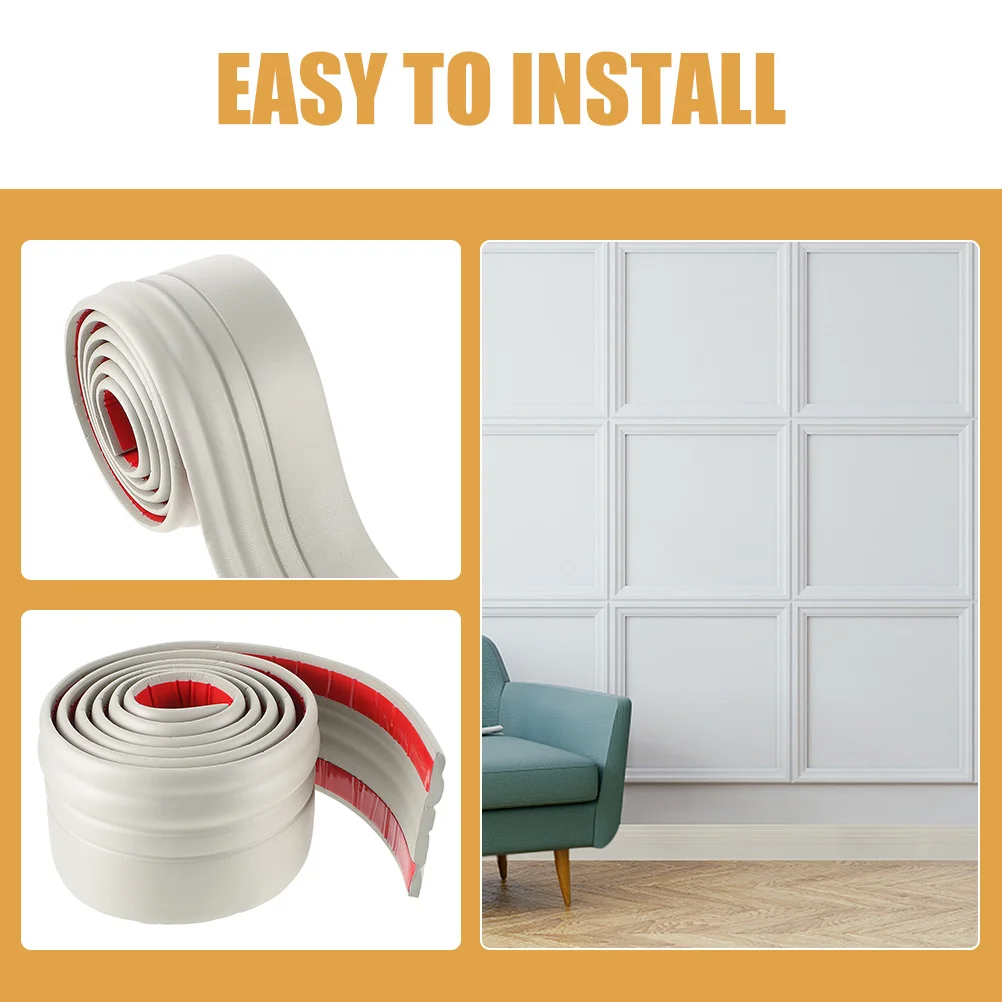 Acabamento de Canto de Parede Flexível 1 Rolo Material NBR Autoadesivo para Acabamento de Parede e Linha de Pé