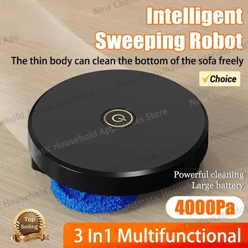 Новый умный подметальный робот 4000Pa, бесшумный пылесос с двойным поворотом, зарядка через USB, щетка для швабры, многофункциональная машина для домашней уборки