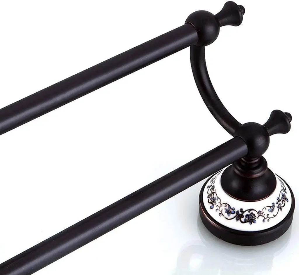 Afbeelding 5: Rek Handdoekenrek Zwart Dubbele Bar Handdoekenrek Koperen Muur Opknoping Handdoekenrek Badkamer Keuken Handdoeken Opslag Houder Handdoek Bar Towe