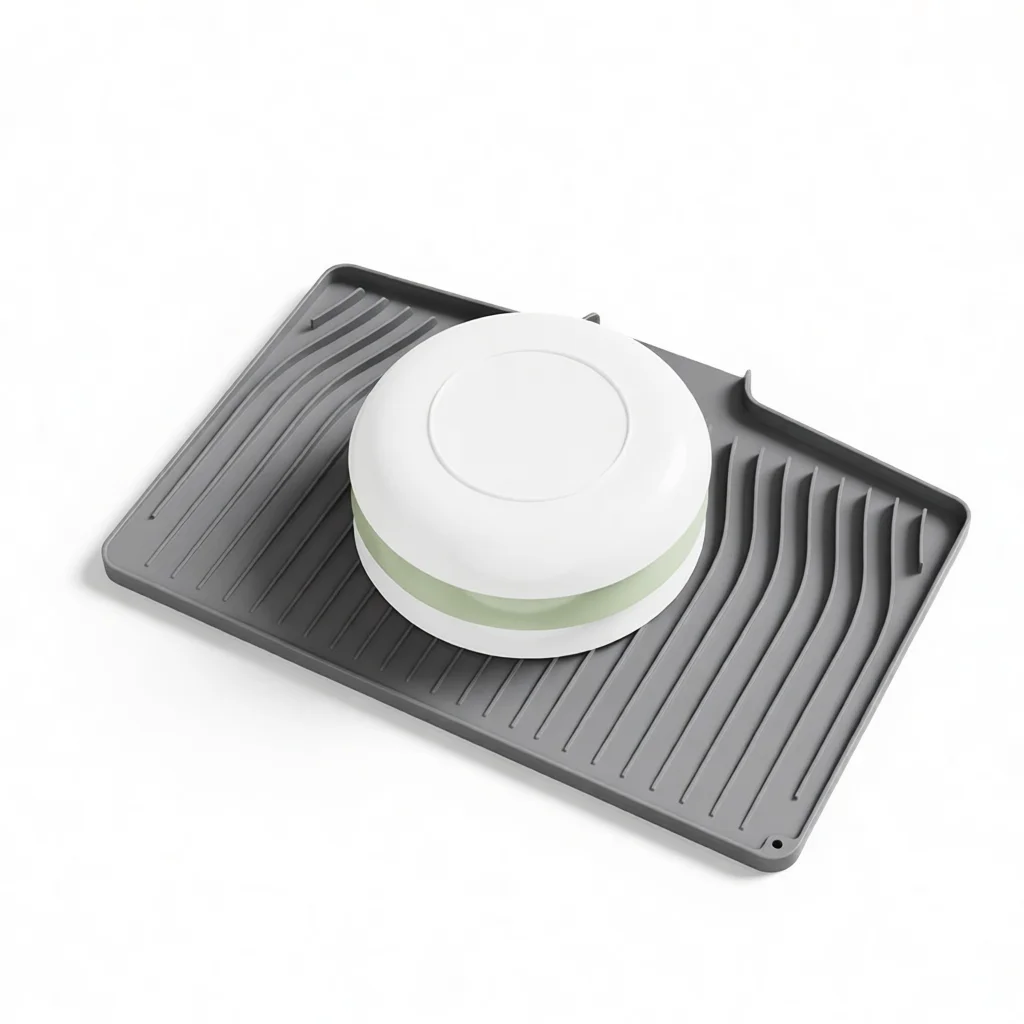Large Kitchen Silicone Drain Mat For Dishes Slope Drainage Board Drying Rack Heat Resistant Non Slip Countertop Tray