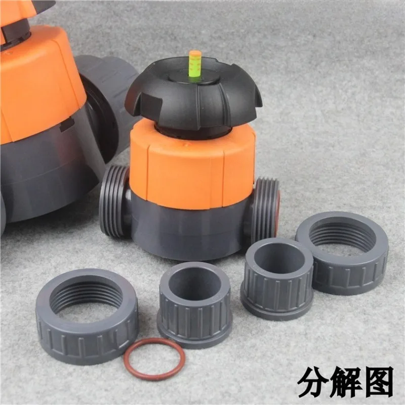 UPVC Plastic Diaphragm Valve Double Union Type Manual Control PVC Diaphragm Valve Adjustable Pipeline Fitting for Fluid Control