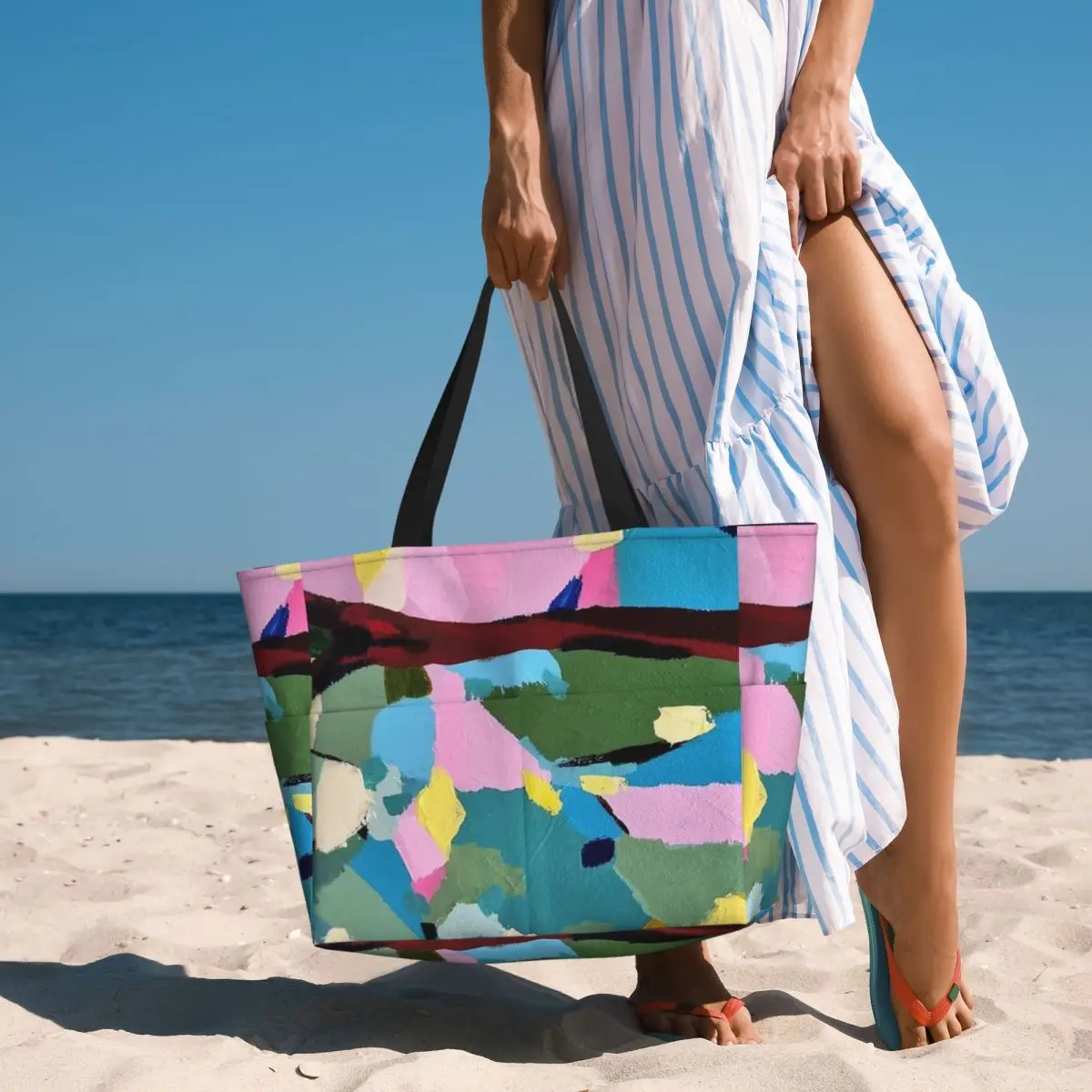 Bella borsa da viaggio da spiaggia con vernice astratta rosa, Tote Bag Holiday Shopping Out regalo di compleanno modello Multi-stile