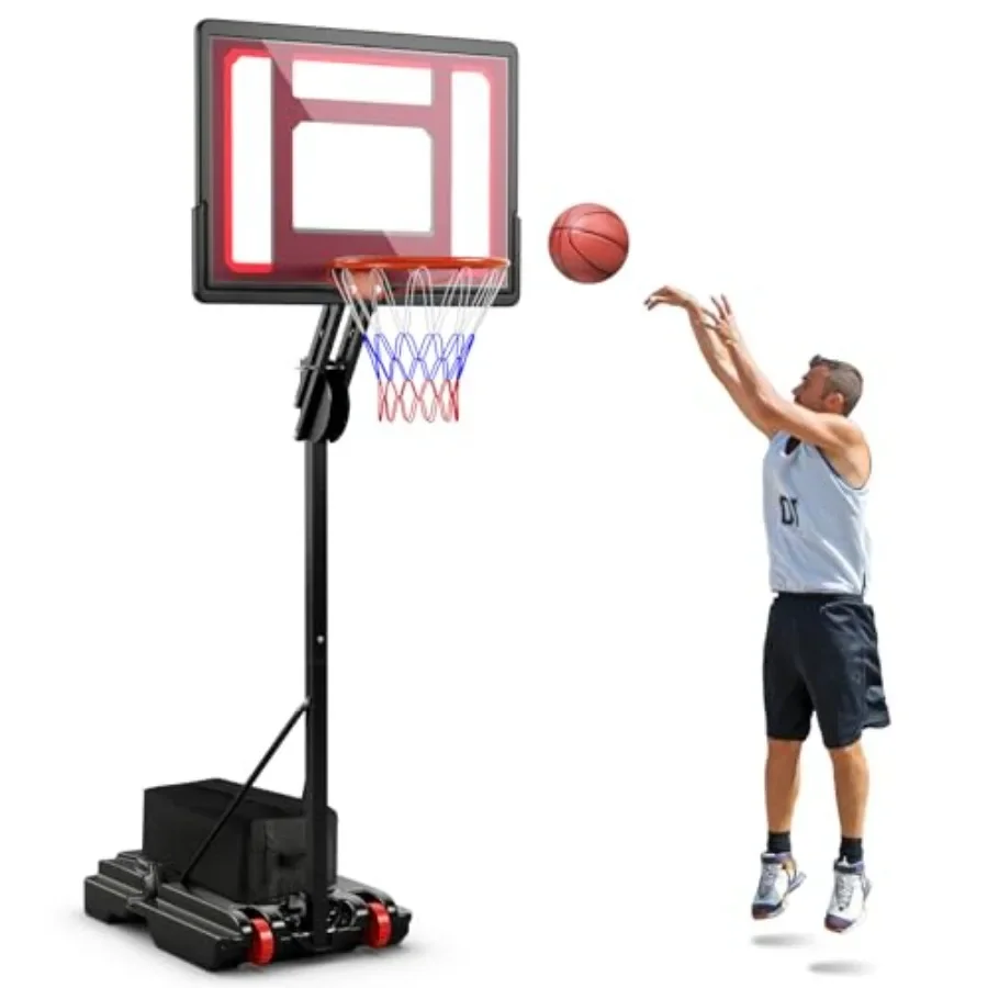 Outdoor portable basketball hoop for kids, teens, adults: 8.5 ft height adjustable 3.58.5 ft,steel frame, black, includes 2 whe