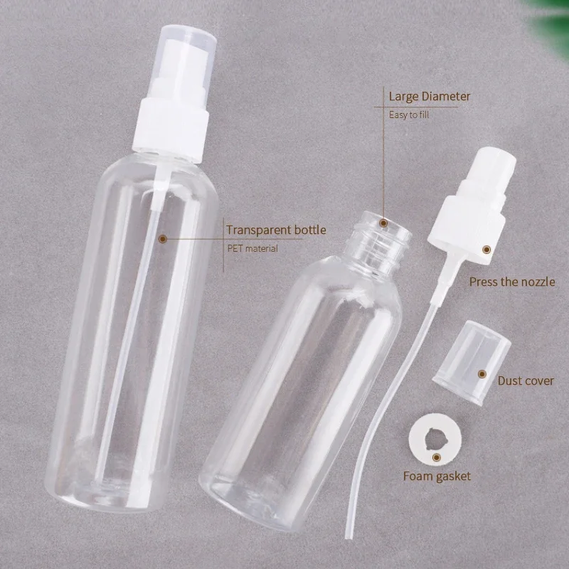 Flcopropriété pulvérisateur portable en plastique transparent, mini bouteille, échantillons de cosmétiques africains, tubes à essai, flacons fins pour voyage, 150ml, 200ml, 250ml