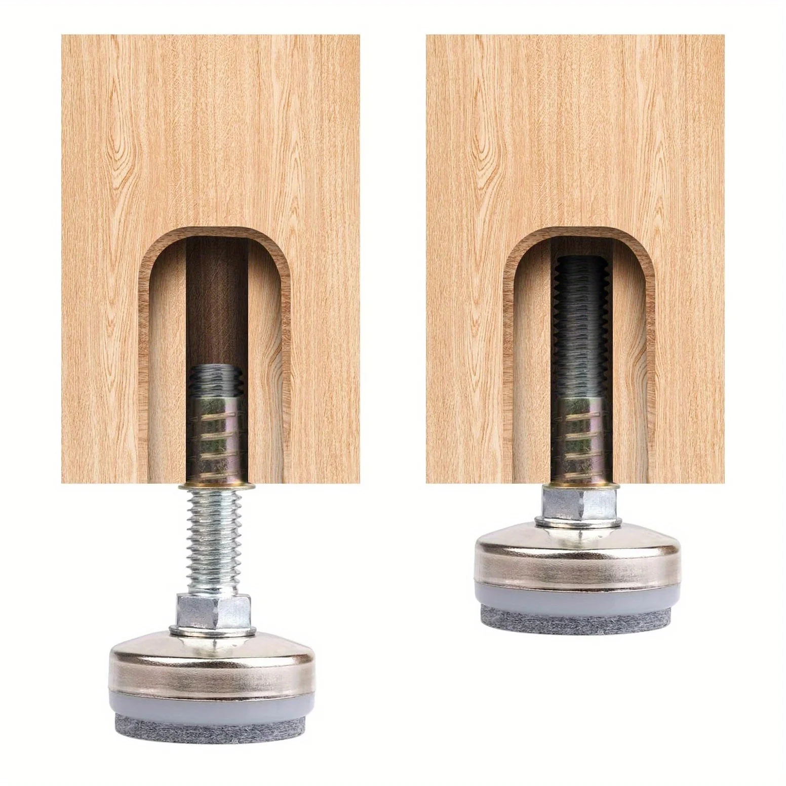 Pieds de Meubles Réglables, 8 Pièces, Support de 1320lb, Kit d'Écrou en T, Filetage 3/8-16