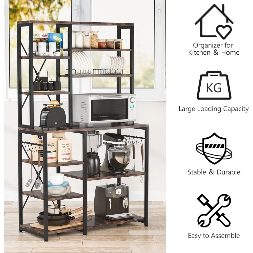 Tribesigns Keukenbakker Rek, 5-Tier + 6-Tier Keuken Utility Opslag Plank Tafel Met 10 S-Vormige Haken En Metalen Frame