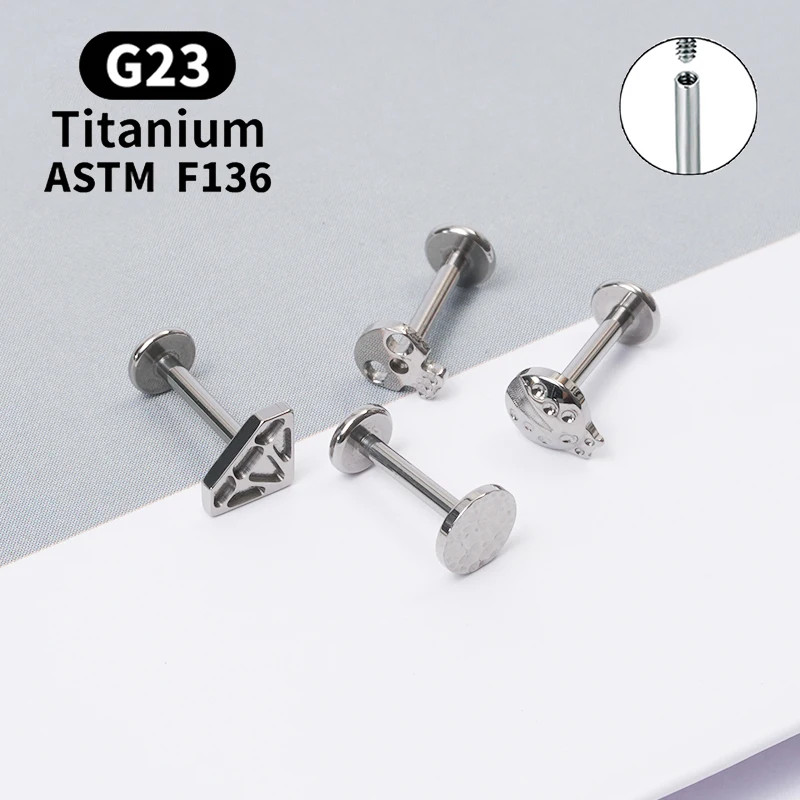 

G23 Titanium ASTM F136 Female Threaded Nose Stud Earring Lip Stud Septum Piercing Jewelry for Women Body Jewelry