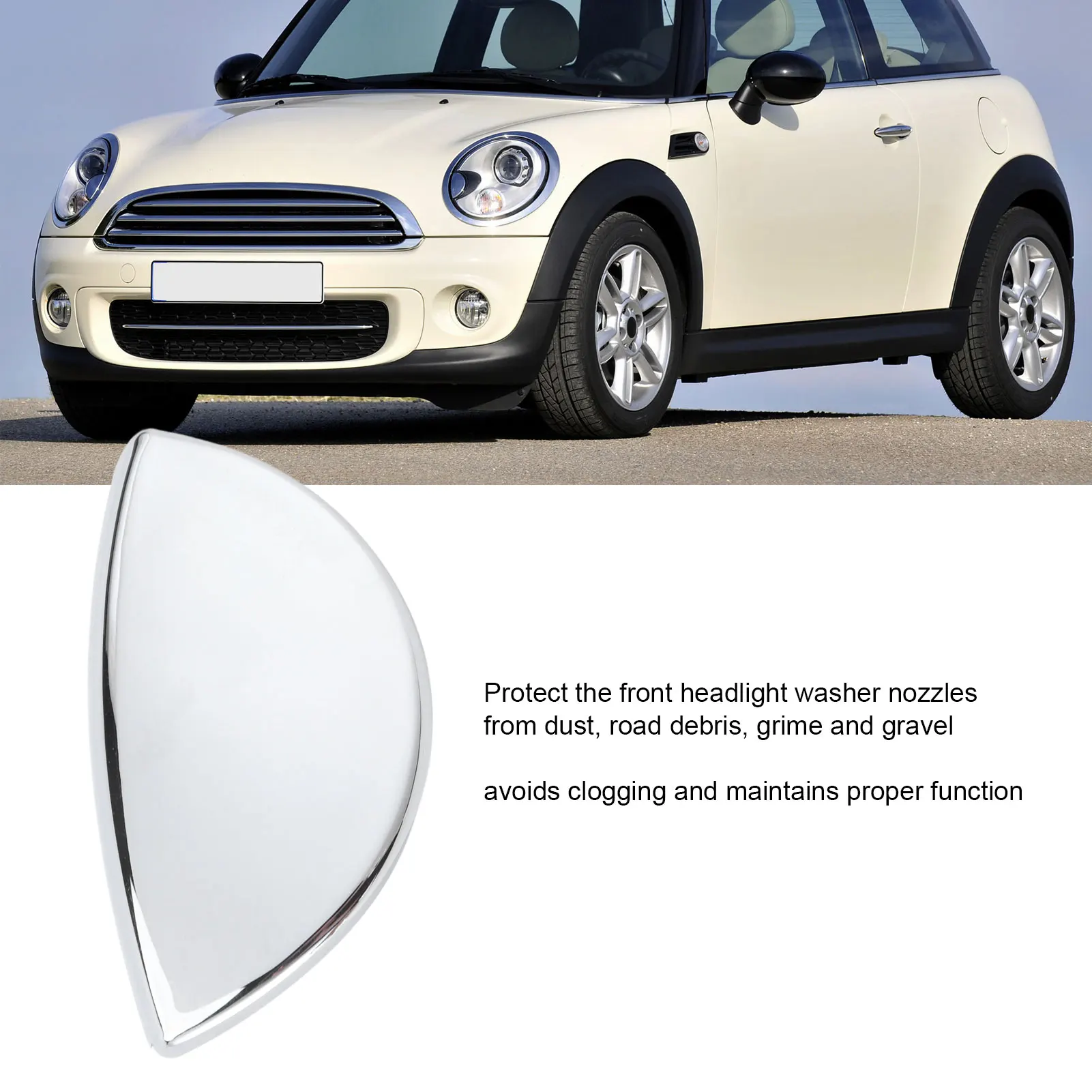 Front Headlight Washer Water Spray Cover Replacement for  R55 R57 R56 R58 R59 2008-2014 Headlight Washer Nozzle Cover