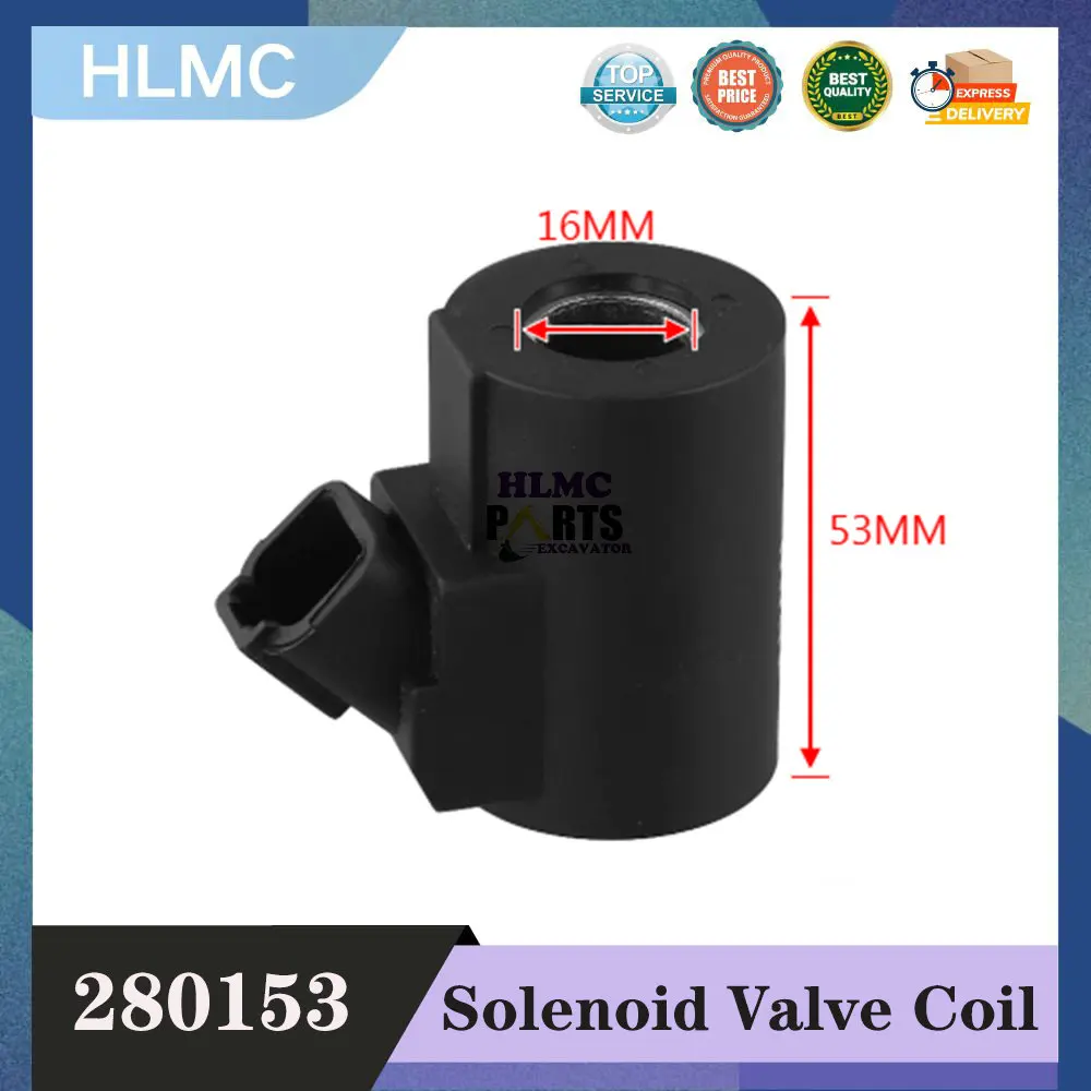 

Катушка электромагнитного клапана тяжелого оборудования 280153, 24 В постоянного тока, 27 Вт, EC360B EC380D, детали экскаватора