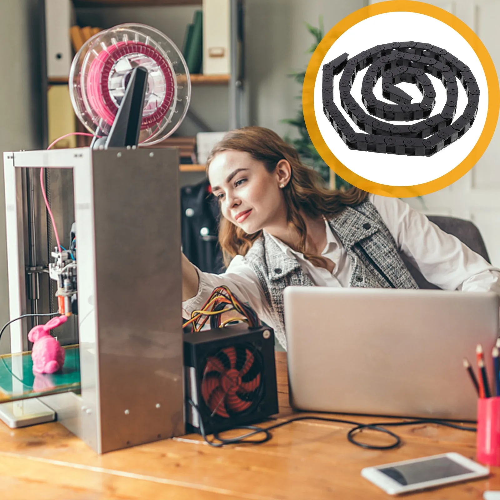 

1Pcs Black Nylon Enclosed Printer Towing Chain Bridge Style Flexible Cable Carrier for 3D Printer Accessory Enclosed