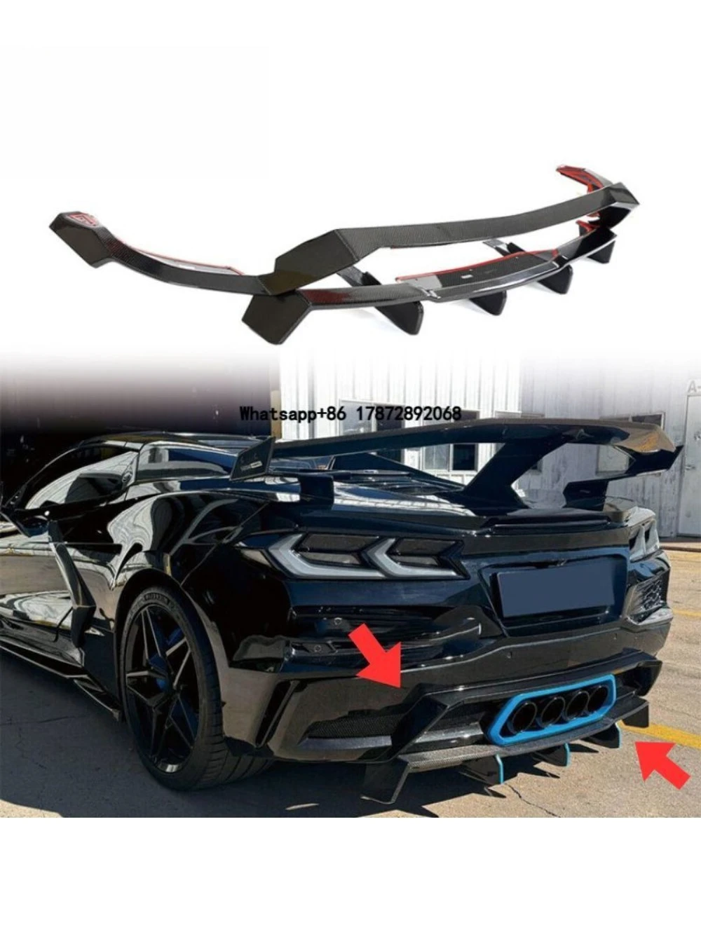 

Carbon Fiber Rear Diffuser for Corvette C8 Z06 2023 2024 Rear Bumper Lip Splitter