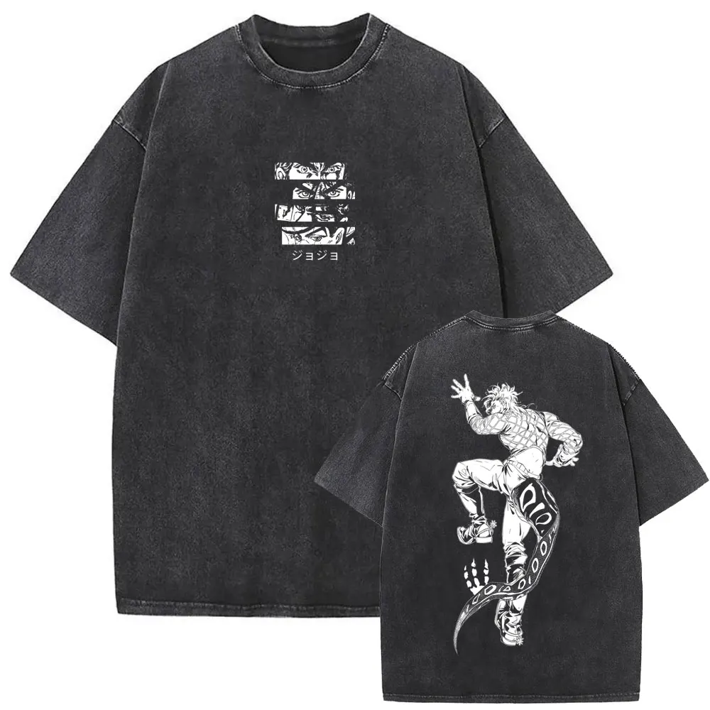 

Washed Vintage Anime Jojo Bizarre Adventure Dio Brando T-shirt Men Women Manga Casual Oversized T Shirts Men's Cotton T-shirts