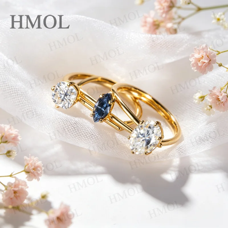 Ring Set Moissanite Lab Sapphire Combination Rings 925 Silver VVS1 Irregular Rings for Women Factory Direct Hypoallergenic