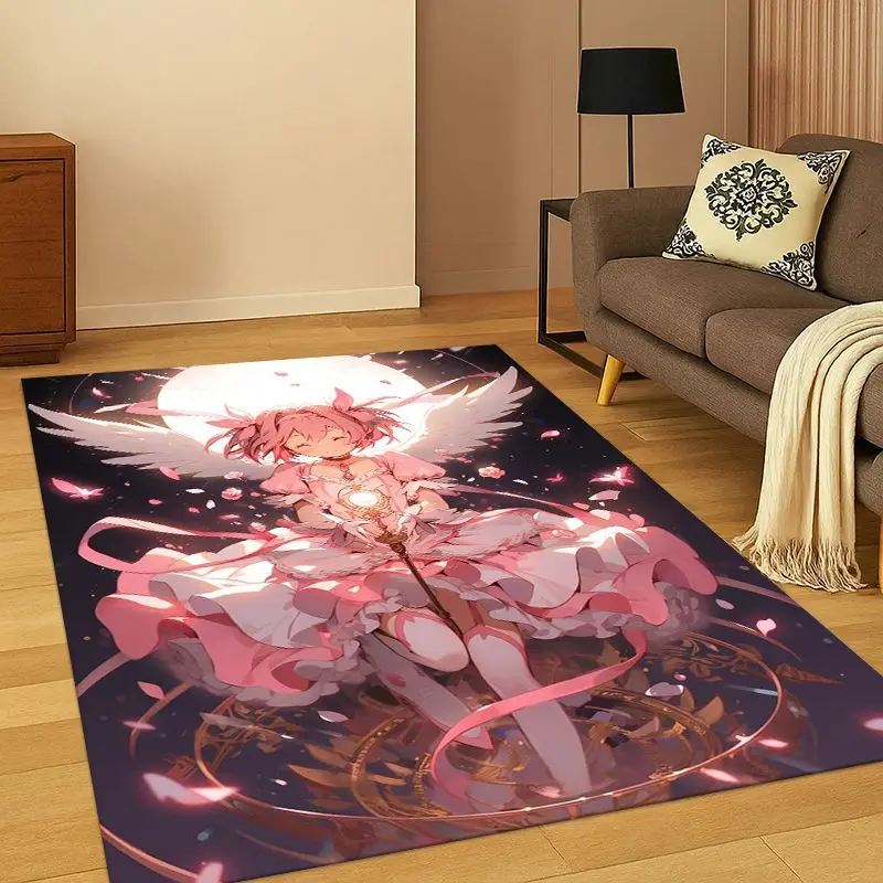Cute Puella Magi Madoka Magica Cartoon Living Room Non-Slip Area Rug Soft Carpet for Bedroom Playroom Sofa,Home Decor Doormat
