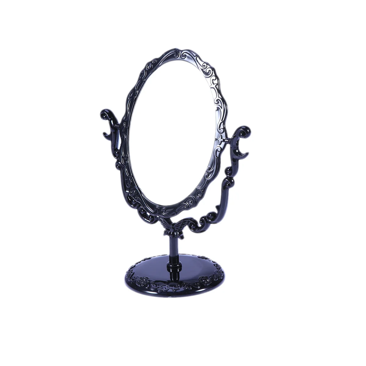 Espelho de mesa giratório vintage em relevo rosa, espelho de maquiagem de alta definição, base antiderrapante para vestir e barbear