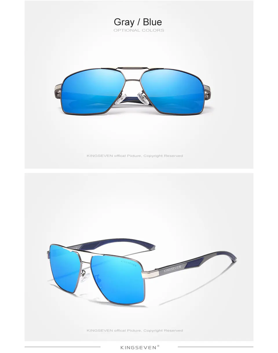KINGSEVEN Herren Polarisierte Sonnenbrille UV400 Polycarbonat Linse Marke Rot Design Tempel Brillen Beschichtung Spiegel Aluminium Gläser – Detail 8