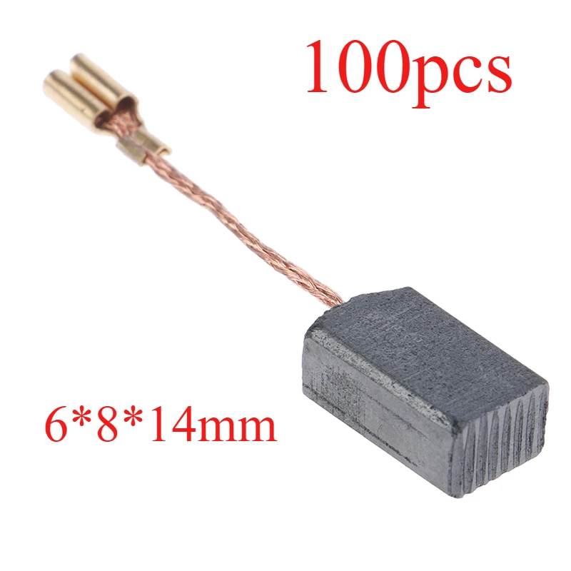 100Pcs/lot Graphite Copper Motor Carbon Brushes Kit For 100mm Angle Grinder 6*8*14mm