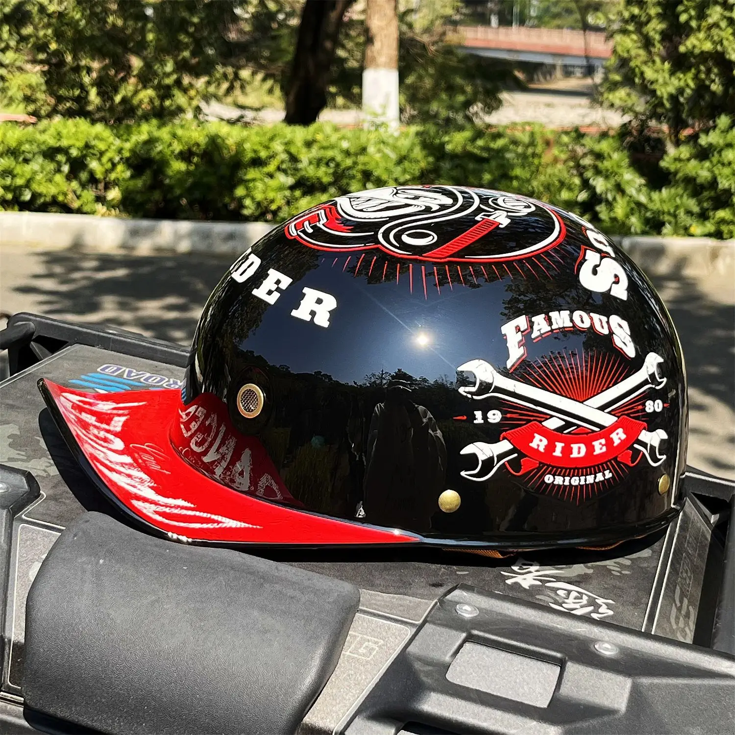 Professional Premium Retro Half Helmet for Motorcycle Scooter Electric Bike Off-Road Outdoor Riding Safety Headgear