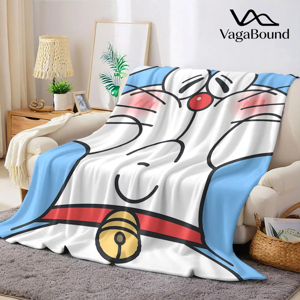 Cartoon D-Doraemon-s Flannel Blanket Perfect for Sofa Office Bed Travel Sleep Read Relax Camping four season use