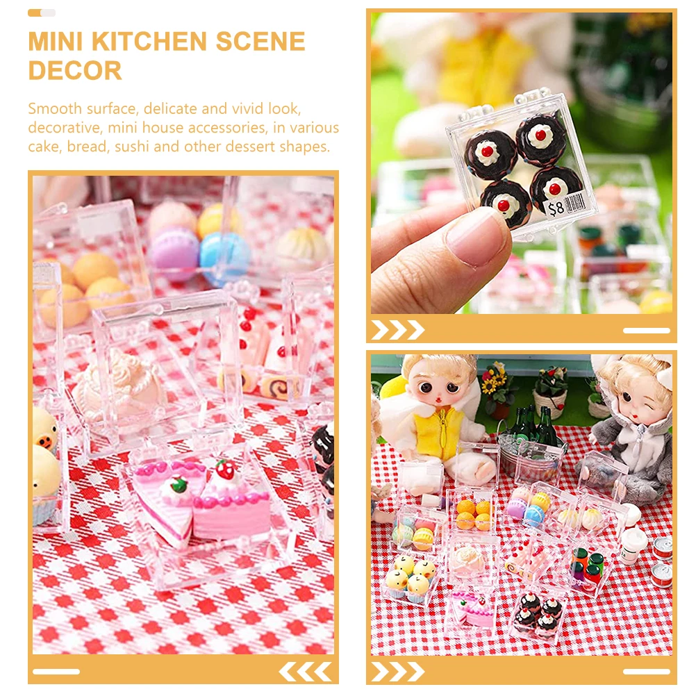 

8 Sets Miniature Food Realistic Fake Desserts Artificial Models Simulation Cake Plastic Prop Bread Cupcake Props