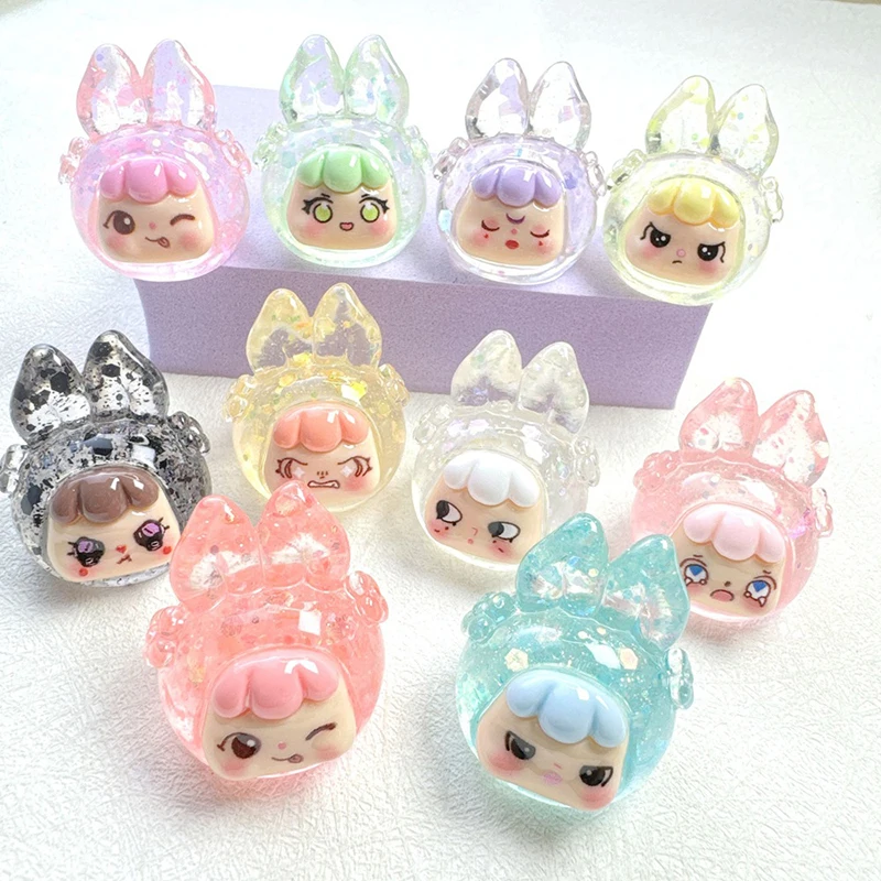 1 Pc Kawaii Miniature Statue Cute Mini 3D Sparkling Powder Dream Rabbit Doll Micro Landscape Ornament DIY Accessories Gifts