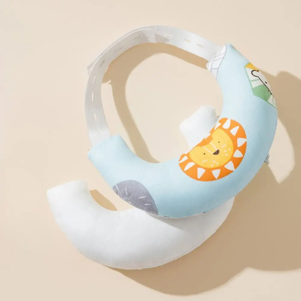 Cotton Baby Neck Support Pillow Curved Design Adjustable Baby Sleeping Pillow Hidden Zipper Removable Pillowcase
