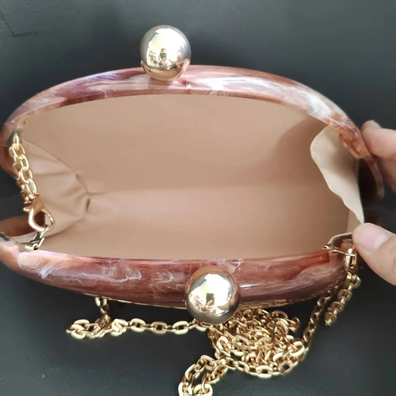 2025 الربيع الصيف الرخام طباعة الاكريليك مخلب محفظة حقيبة مساء حقيبة الزفاف