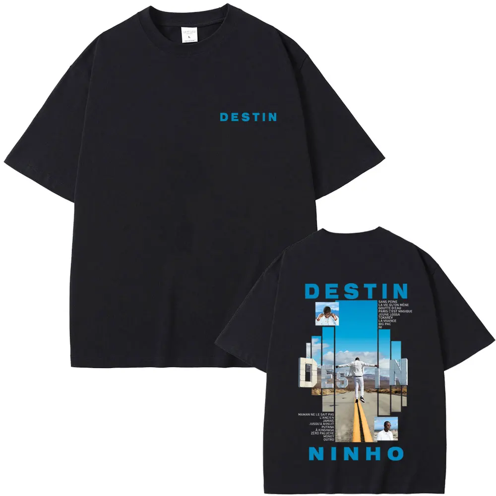 Rappeur Ninho Destin Album graphique T-shirt hommes femmes Hip Hop mode Pop musique T-shirts mâle décontracté Vintage T-shirts Streetwear