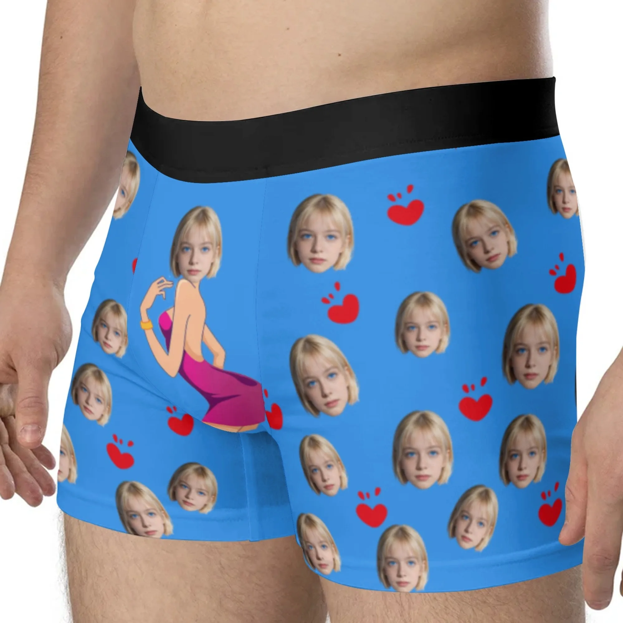Customized Personalized Facial Photo Underwear Men's Flat Corner Valentine's Day Gift Husband Anniversary Gift Father Son Birthd