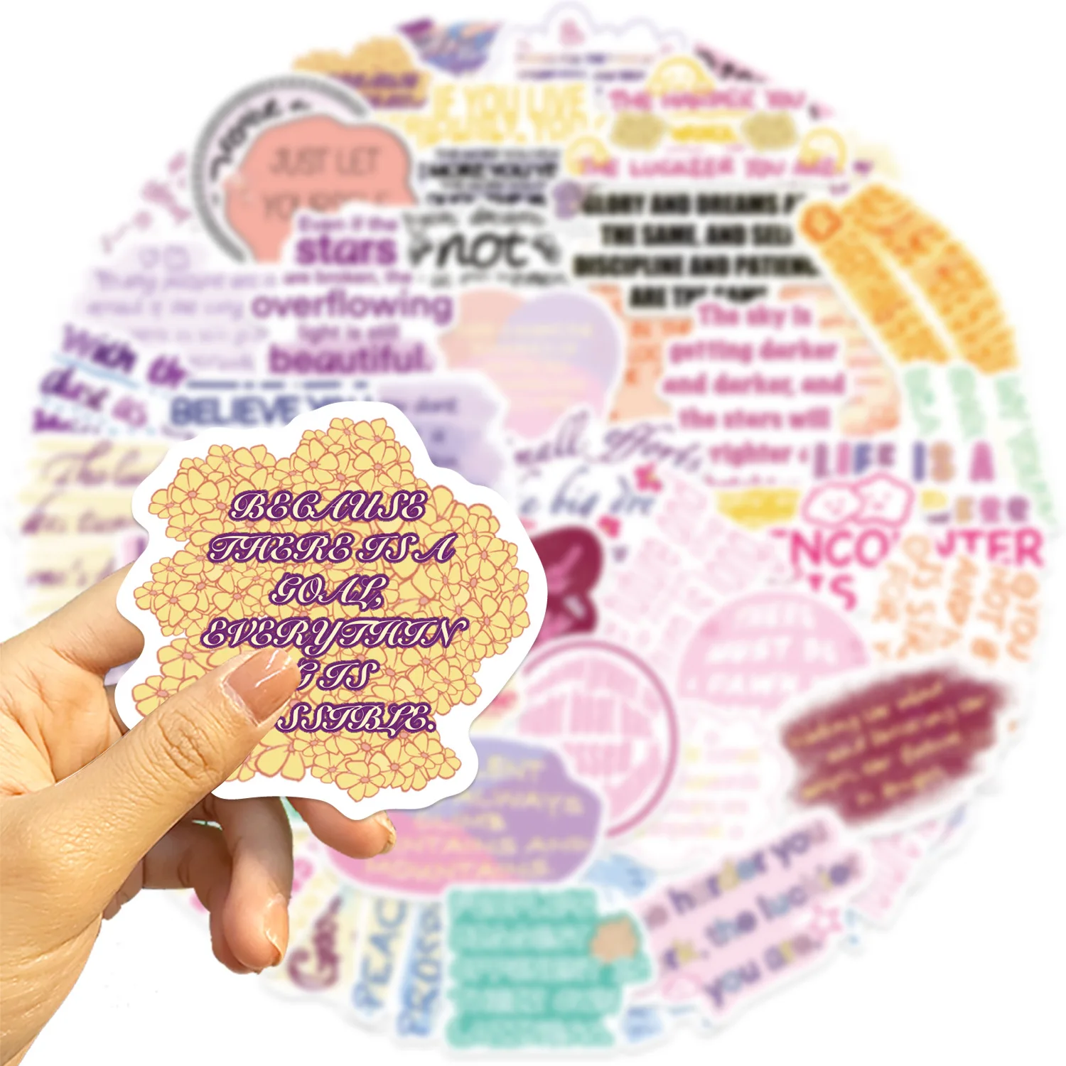 50 pezzi di creatività a colori adesivi graffiti frase inglese ispiratrice decorazione del fumetto giocattoli fai da te laptop chitarra auto bici decalcomanie