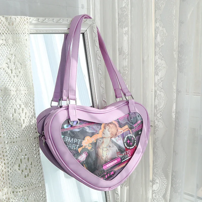 Ita Bag Sweet Cute Display Heart Shoulder Bag Women High-capacity Display PU Crossbody Bag Kawaii Lolita Bag Сумки Bolsas