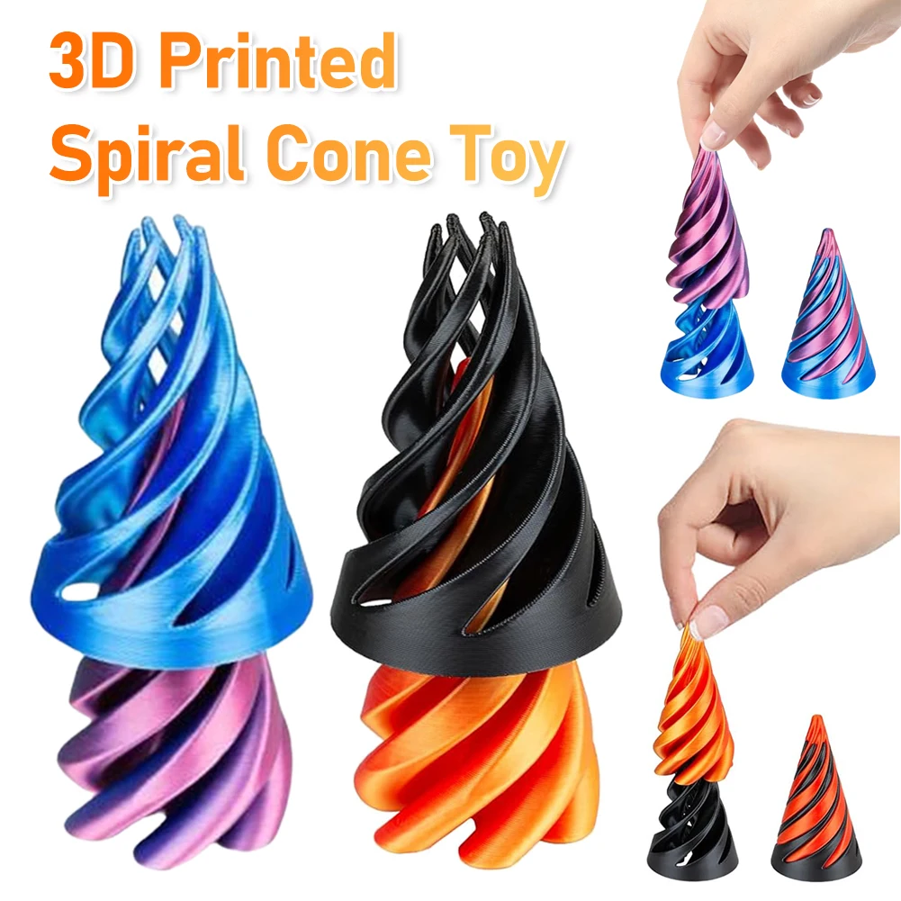 3D Printed Spiral Cone Toy Fidget Toy Mini Vortex Thread Illusion Pass Through Pyramid Fidget Toy Gifts for Kids and Adults