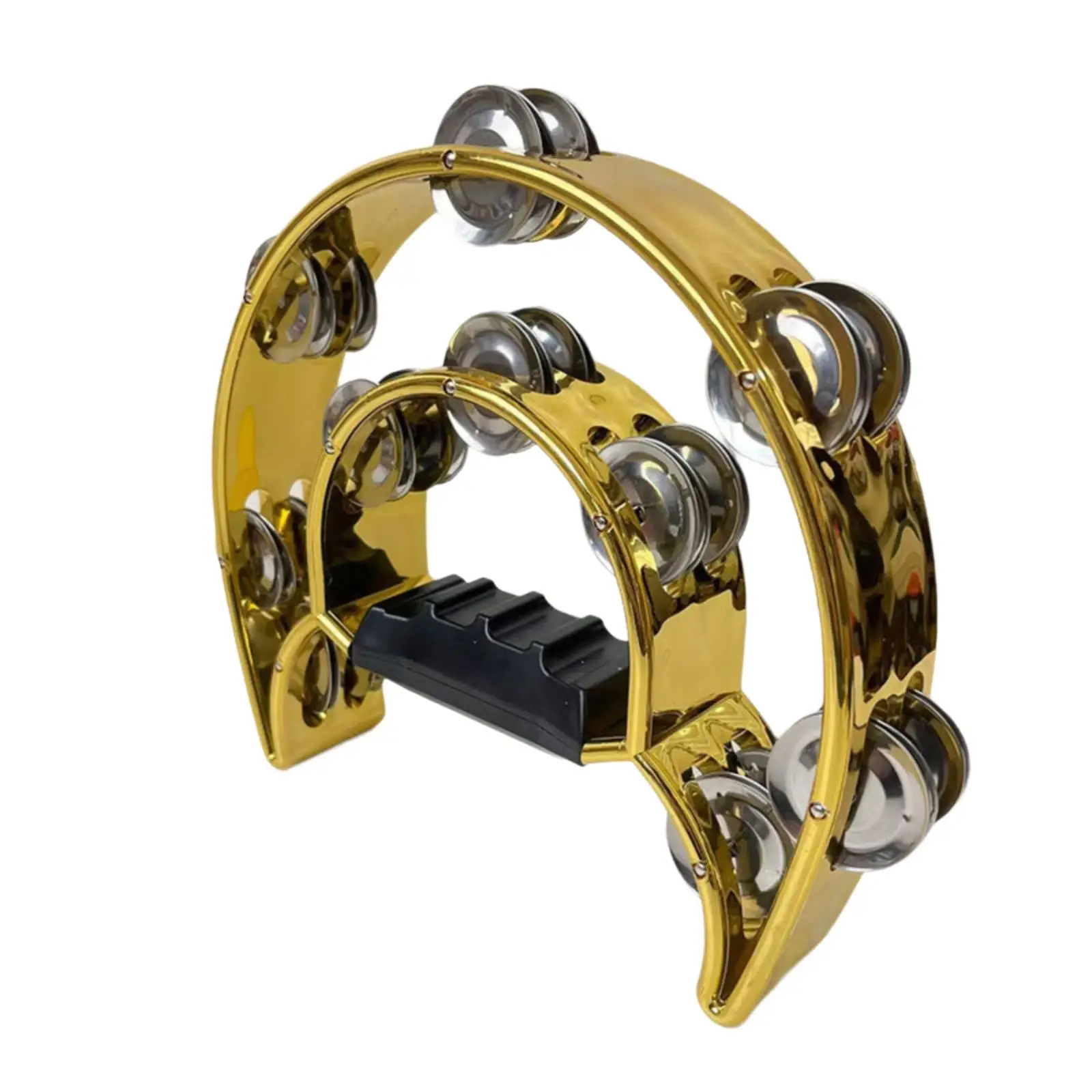 Handbell Shaker Tambourine Double Row Metal Percussion for Wedding Celebration and Dance Class