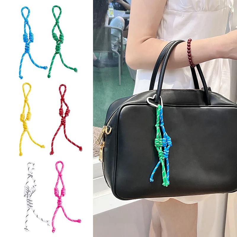 Braided rope bag charm for miumiu pendant colorful briefcase lanyard bowling bag braided hand rope bag accessories