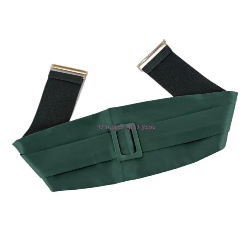 49ME Elegant Waistbelt Wide Corset Belt For Women Black Green Fabric Waistband
