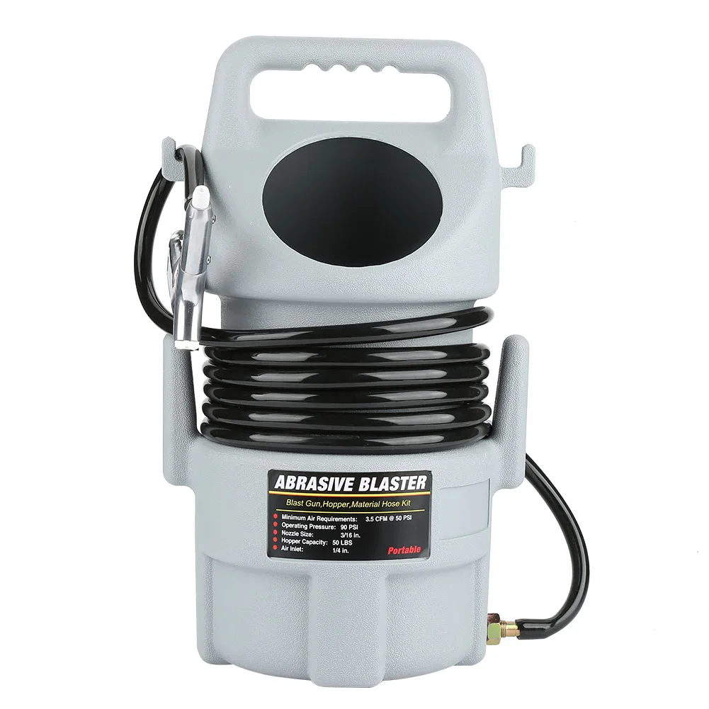 Portable Air Blasting Kit Air Blasting Bucket Set Blasting Gun with 15-Foot Hose and 50 Pounds of Abrasive