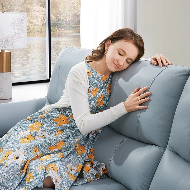 First Class Modern Simple Leather Electric Functional Sofa Combination