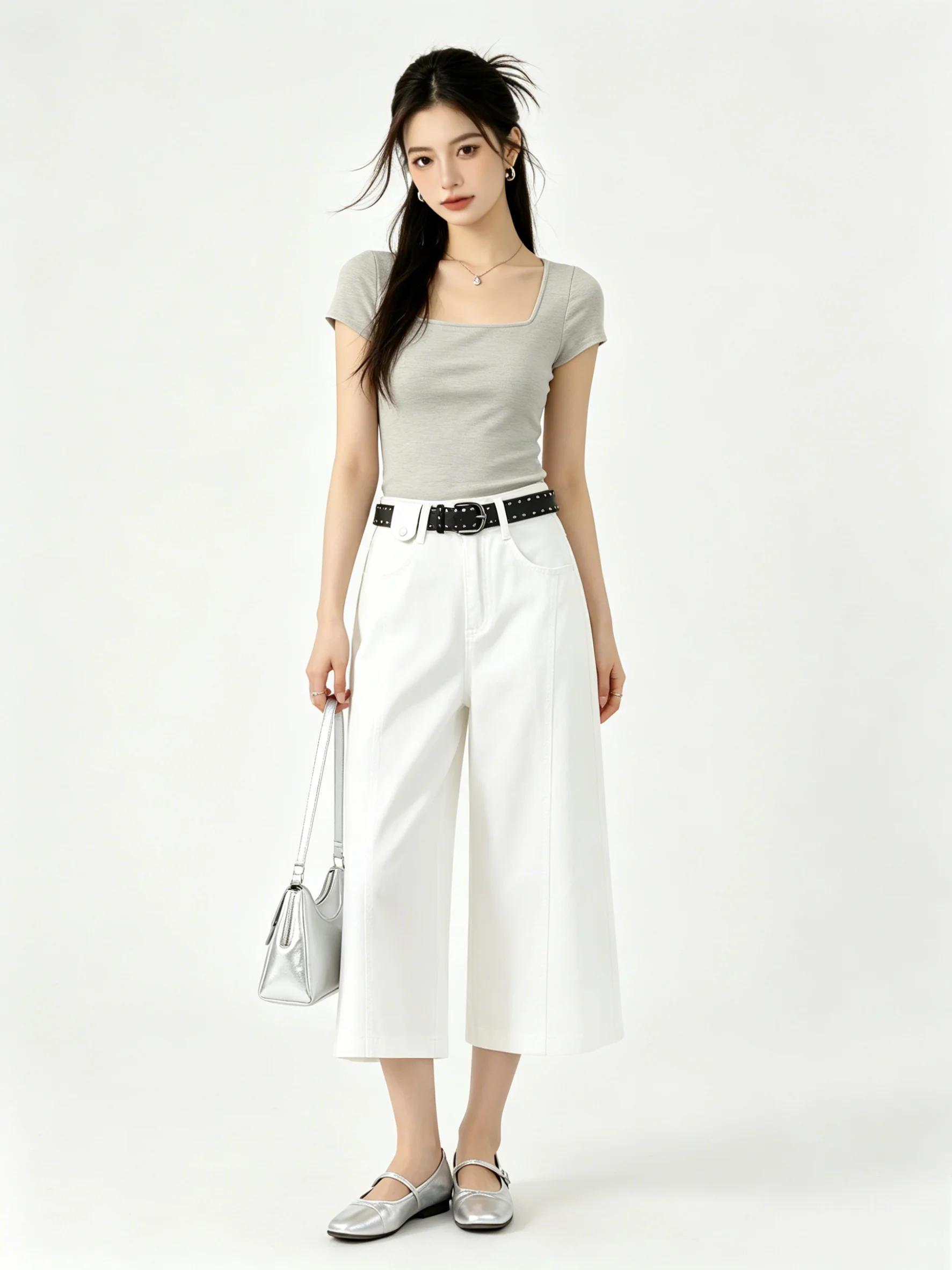 High Waist Wide Leg Jeans Skin-friendly Summer New Style Commute Casual Loose Slimming Eight Parts Korean Version Jeans