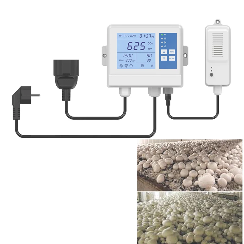 Wireless Tuya App remote control Greenhouse CO2 controller for valve,  mushroom Carbon dioxide and humidity controller  for fan