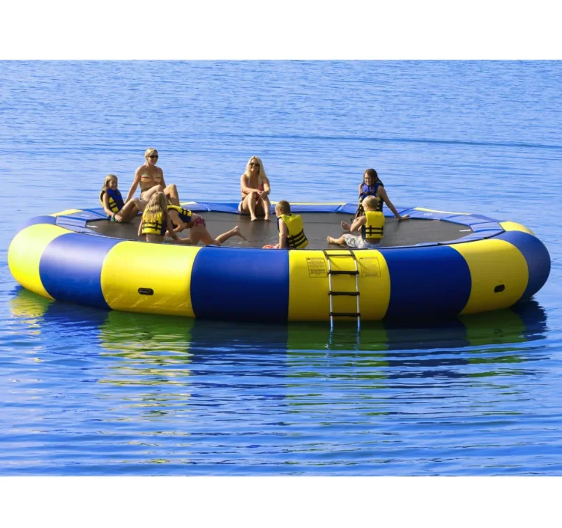 Cheap Water Floating Island Water Park Inflatable Jump Trampoline With Slide