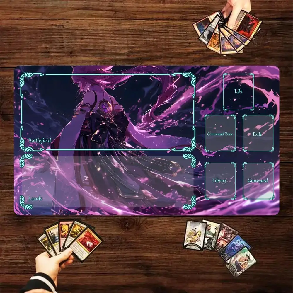 

Волшебный игровой коврик для карт с зоной, популярный аниме-девушка на тему mtg, игровой коврик для сбора, игровые коврики Commander Battle Playmat