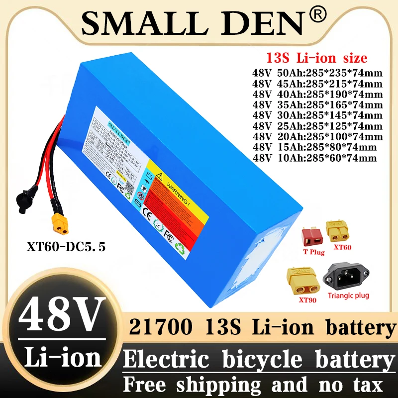 48V Electric Bike Lithium Battery Pack 10Ah 15Ah 20Ah 30Ah 35Ah 40Ah 45Ah 50Ah Li-ion Ebike Bicycle Scooter Motorcycle Battery