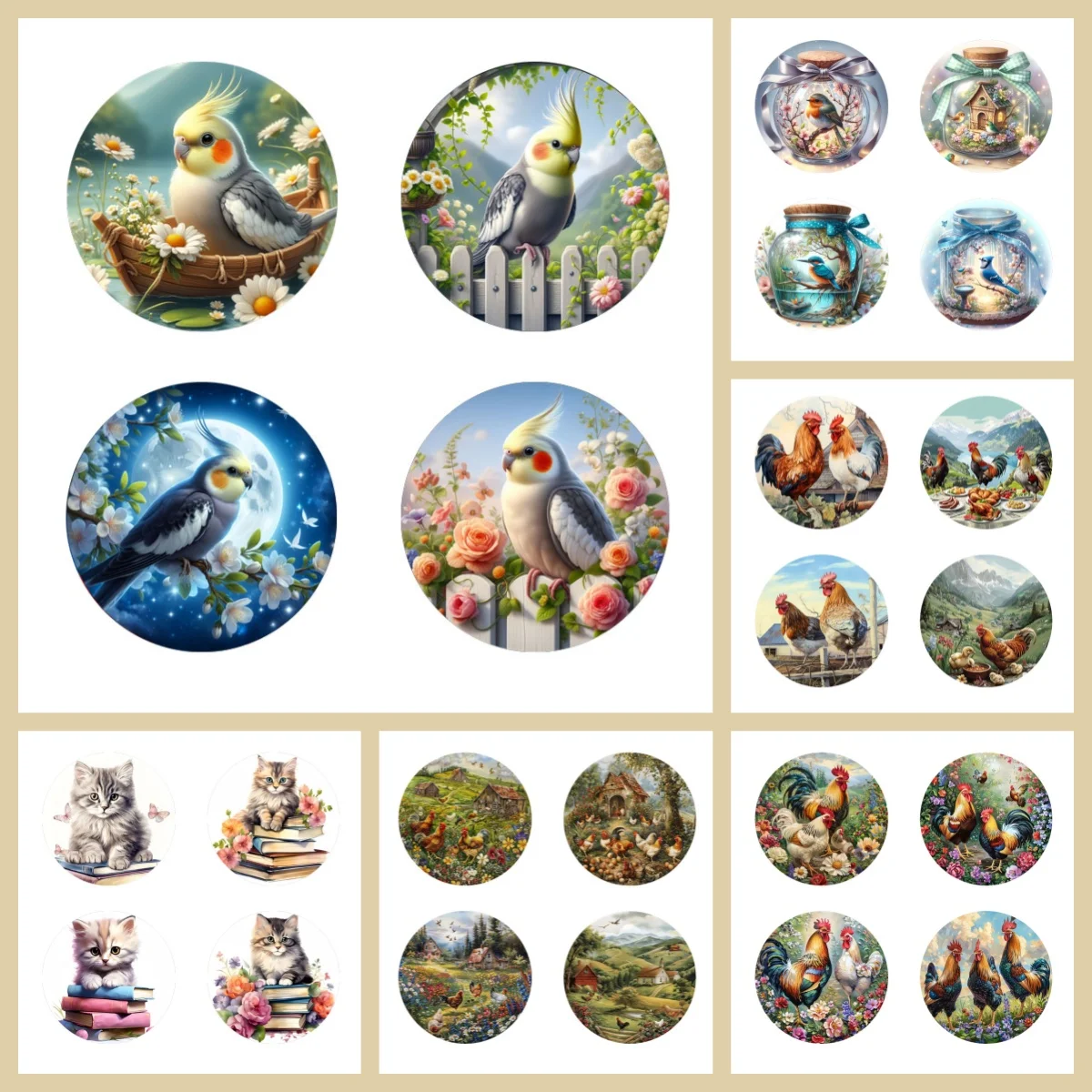 

4 противоскользящие и теплоизоляционные деревянные подставки с рисунками животных, подходящие для подарков на кухонные и офисные праздничные товары.